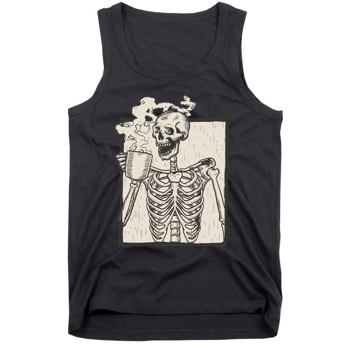 HALLOWEEN SKULL GRAPHIC PRINT FLEECE OVERSIZED Tank Top