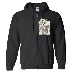 HALLOWEEN SKULL GRAPHIC PRINT FLEECE OVERSIZED Full Zip Hoodie