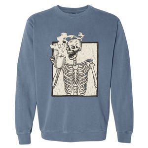 HALLOWEEN SKULL GRAPHIC PRINT FLEECE OVERSIZED Garment-Dyed Sweatshirt