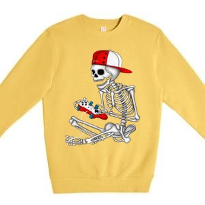 Halloween Skeleton Gamer Video Gaming Gift Games Lover Premium Crewneck Sweatshirt