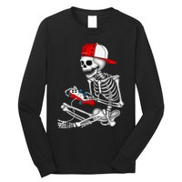 Halloween Skeleton Gamer Video Gaming Gift Games Lover Long Sleeve Shirt