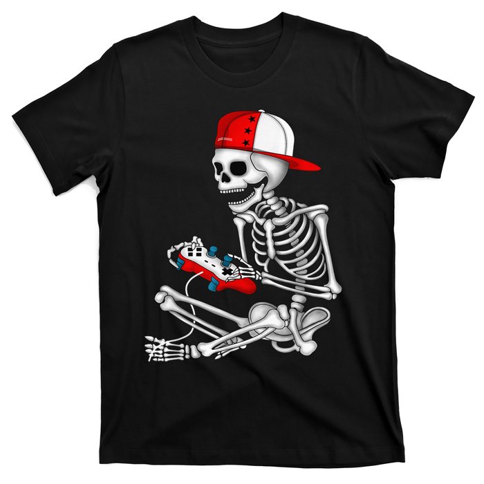 Halloween Skeleton Gamer Video Gaming Gift Games Lover T-Shirt