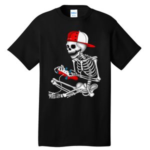 Halloween Skeleton Gamer Video Gaming Gift Games Lover Tall T-Shirt