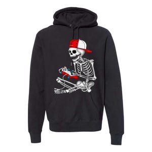 Halloween Skeleton Gamer Video Gaming Gift Games Lover Premium Hoodie