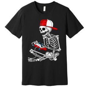 Halloween Skeleton Gamer Video Gaming Gift Games Lover Premium T-Shirt