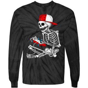 Halloween Skeleton Gamer Video Gaming Gift Games Lover Tie-Dye Long Sleeve Shirt