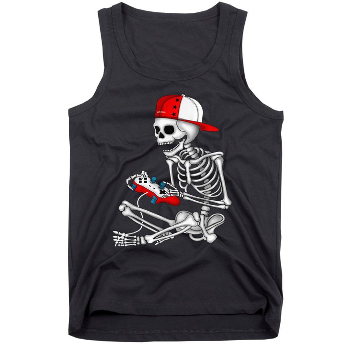 Halloween Skeleton Gamer Video Gaming Gift Games Lover Tank Top