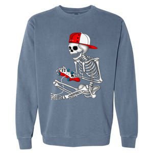 Halloween Skeleton Gamer Video Gaming Gift Games Lover Garment-Dyed Sweatshirt