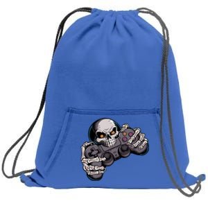 Halloween Skeleton Gaming Pumpkin Controller Video Gamer Funny Gift Sweatshirt Cinch Pack Bag