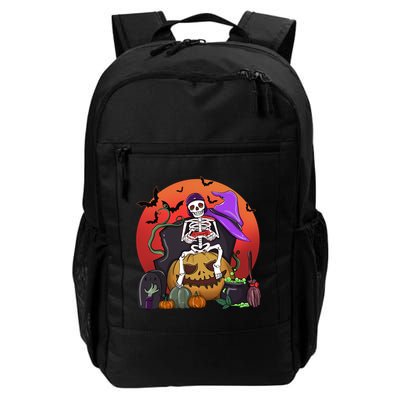 Halloween Skeleton Gamer With Controller Graveyard Pumpkin Gift Backpack