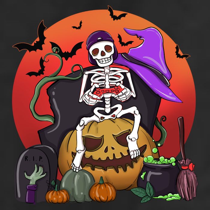 Halloween Skeleton Gamer With Controller Graveyard Pumpkin Gift Adult Drive Performance Visor