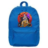 Halloween Skeleton Gamer With Controller Graveyard Pumpkin Gift 16 in Basic Backpack