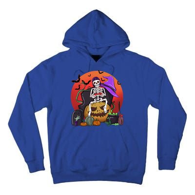 Halloween Skeleton Gamer With Controller Graveyard Pumpkin Gift Tall Hoodie