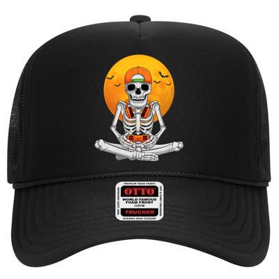 Halloween Skeleton Gamer Video Gaming Boy Teens High Crown Mesh Back Trucker Hat