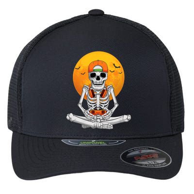 Halloween Skeleton Gamer Video Gaming Boy Teens Flexfit Unipanel Trucker Cap