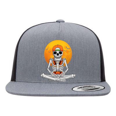 Halloween Skeleton Gamer Video Gaming Boy Teens Flat Bill Trucker Hat