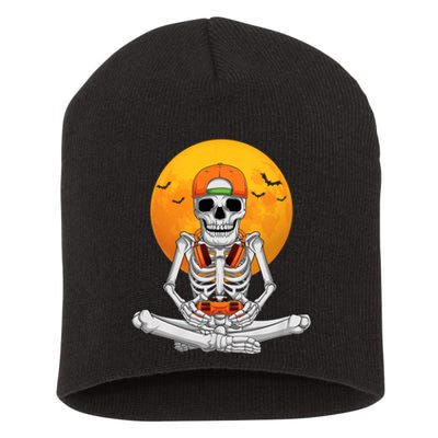 Halloween Skeleton Gamer Video Gaming Boy Teens Short Acrylic Beanie