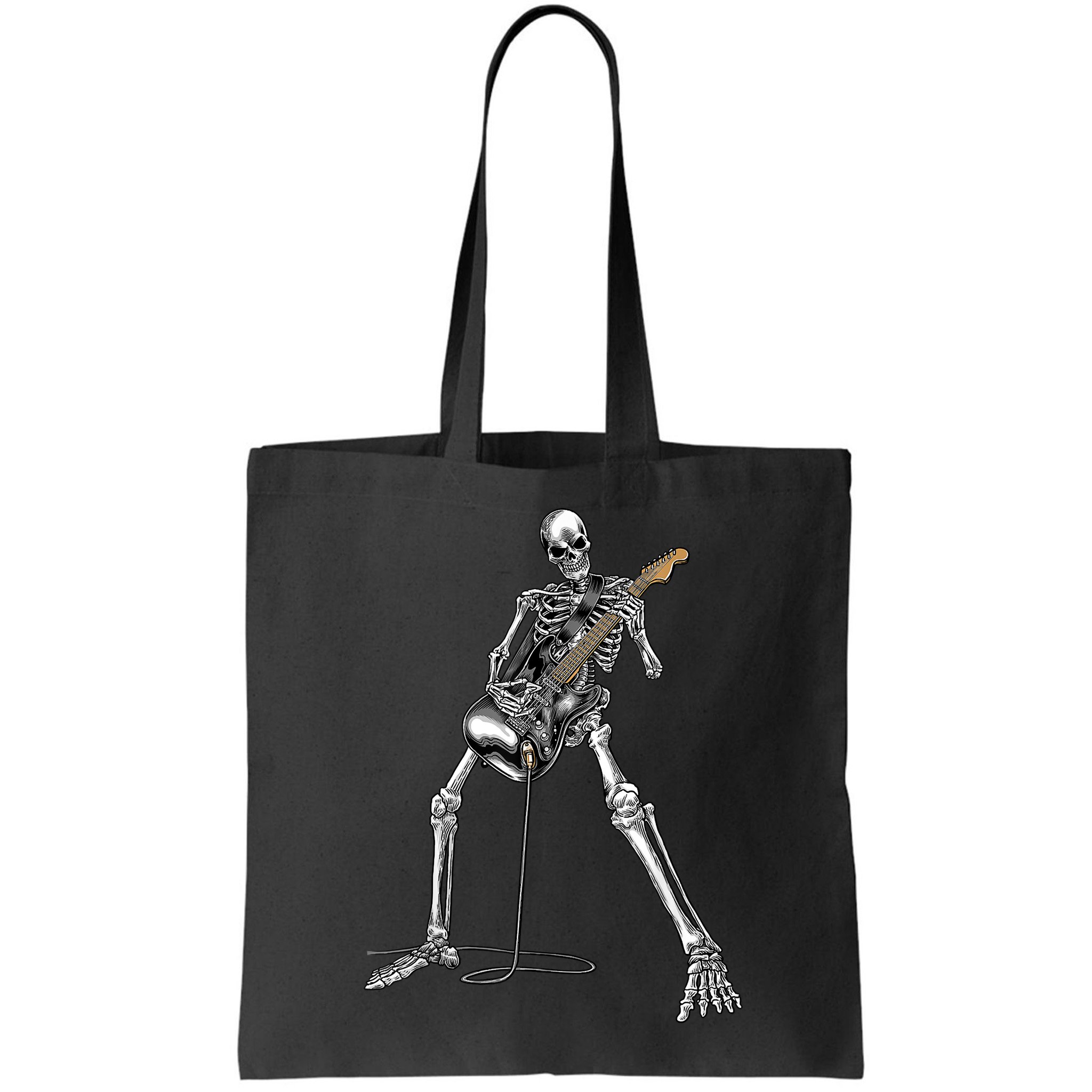 Happy Skeleton Guitar Guy Spooky Halloween Rock Band Concert Bag
