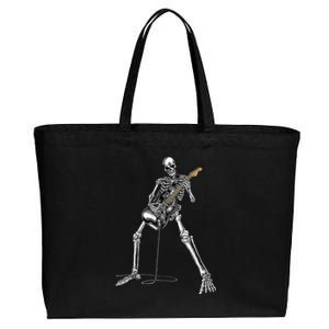 Happy Skeleton Guitar Guy Spooky Halloween Rock Band Concert Cotton Canvas Jumbo Tote