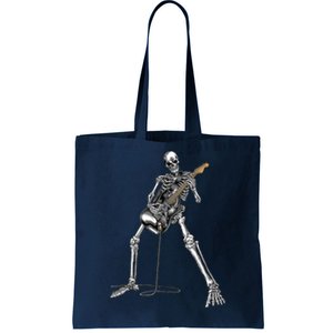 Happy Skeleton Guitar Guy Spooky Halloween Rock Band Concert Tote Bag