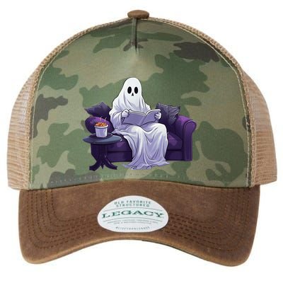 Halloween Scary Ghost Reading Book Sofa Book Worm  Wo Legacy Tie Dye Trucker Hat