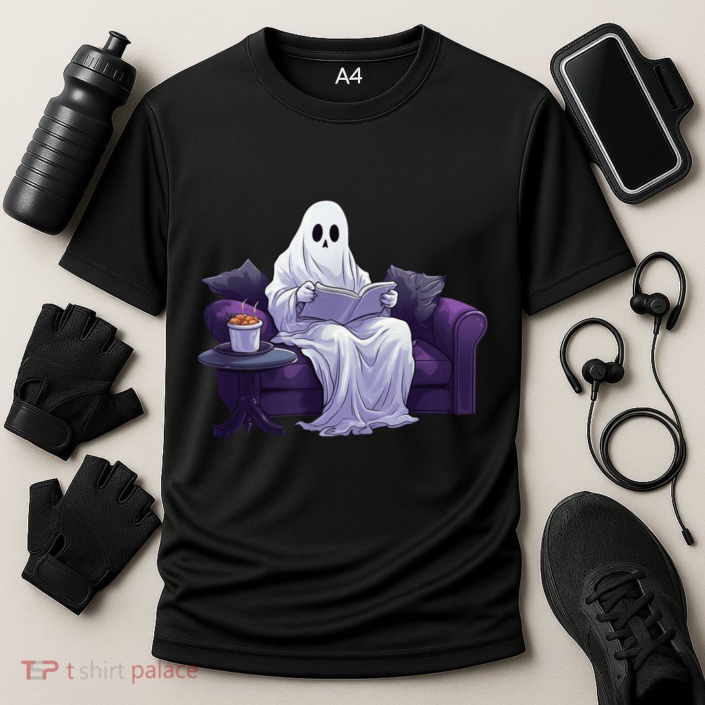 Halloween Scary Ghost Reading Book Sofa Book Worm  Wo Performance Shirt