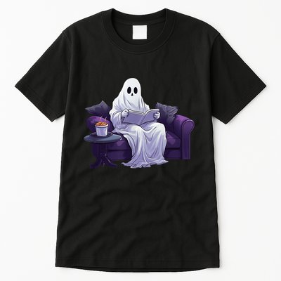 Halloween Scary Ghost Reading Book Sofa Book Worm  Wo Tall T-Shirt