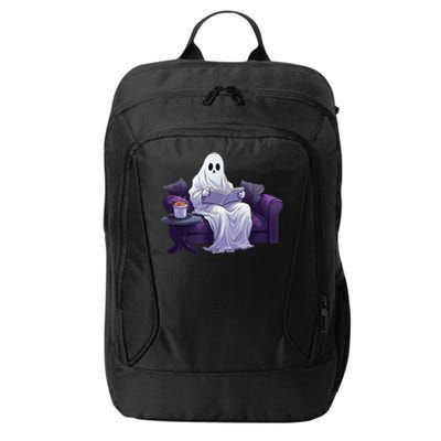 Halloween Scary Ghost Reading Book Sofa Book Worm  Wo City Backpack