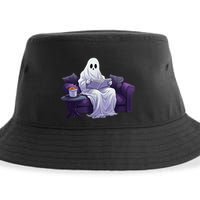 Halloween Scary Ghost Reading Book Sofa Book Worm  Wo Sustainable Bucket Hat