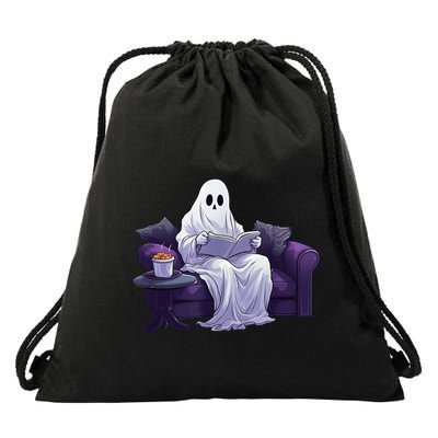 Halloween Scary Ghost Reading Book Sofa Book Worm  Wo Drawstring Bag
