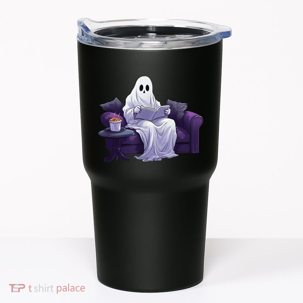 Halloween Scary Ghost Reading Book Sofa Book Worm  Wo Tumbler