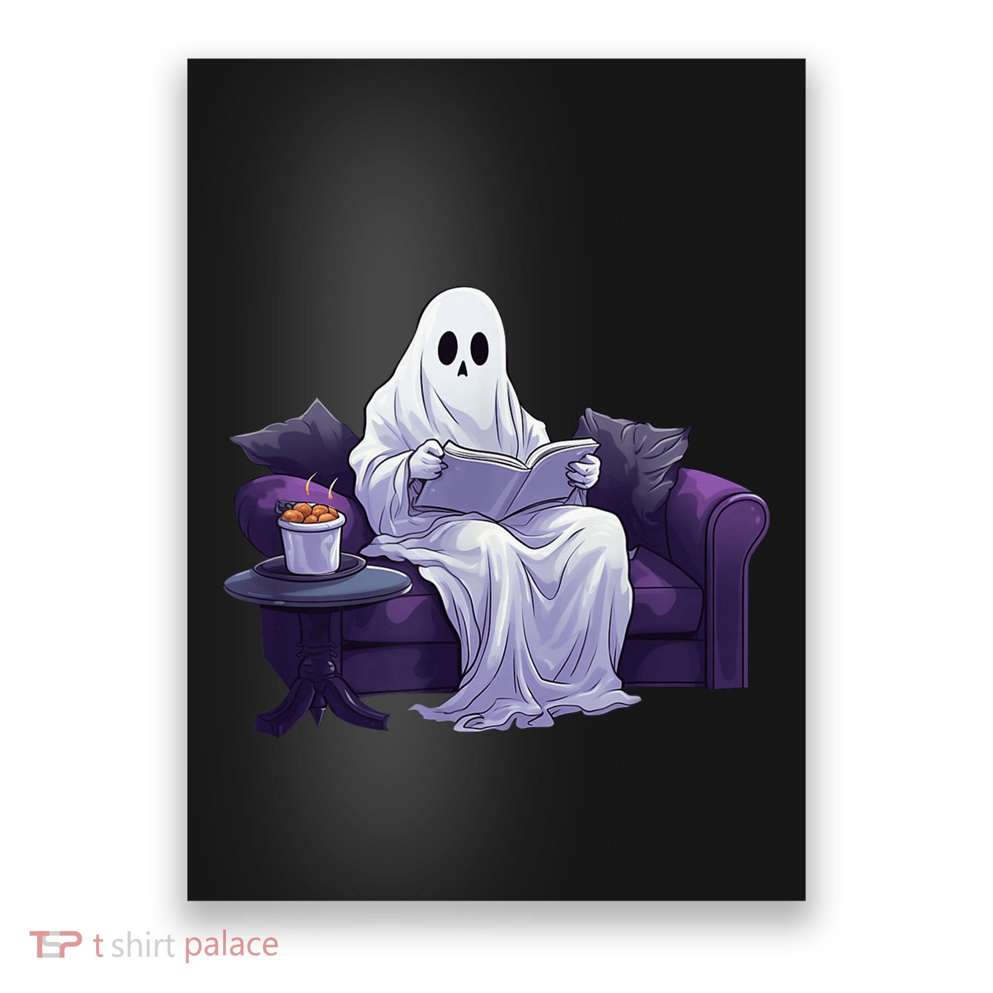 Halloween Scary Ghost Reading Book Sofa Book Worm  Wo Poster