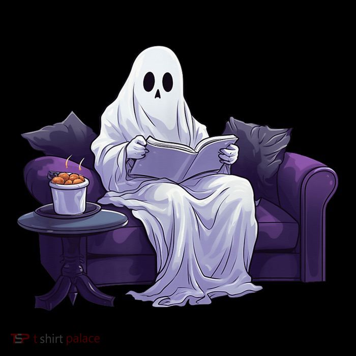Halloween Scary Ghost Reading Book Sofa Book Worm  Wo Poster