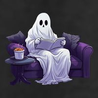 Halloween Scary Ghost Reading Book Sofa Book Worm  Wo 25L Jumbo Tote