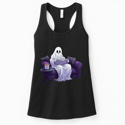 Halloween Scary Ghost Reading Book Sofa Book Worm  Wo Womens Tank Top