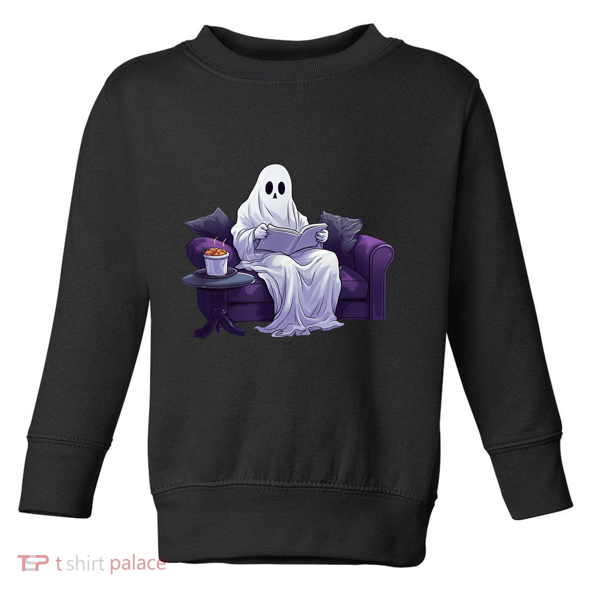 Halloween Scary Ghost Reading Book Sofa Book Worm  Wo Toddler Sweatshirt