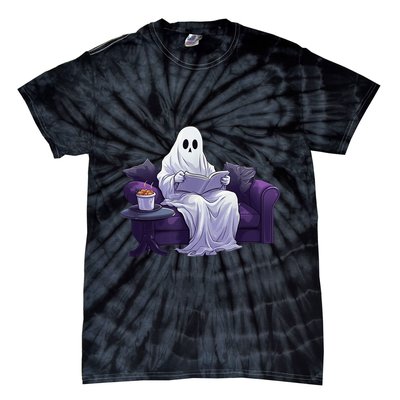 Halloween Scary Ghost Reading Book Sofa Book Worm  Wo Tie-Dye T-Shirt