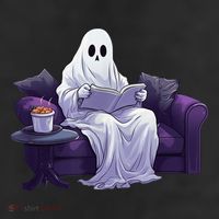Halloween Scary Ghost Reading Book Sofa Book Worm  Wo Trucker Hat