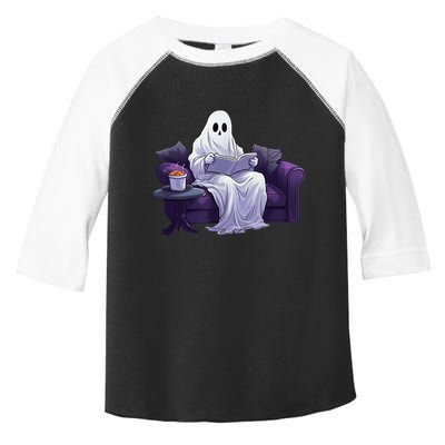 Halloween Scary Ghost Reading Book Sofa Book Worm  Wo Toddler Fine Jersey T-Shirt