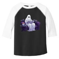Halloween Scary Ghost Reading Book Sofa Book Worm  Wo Toddler Fine Jersey T-Shirt