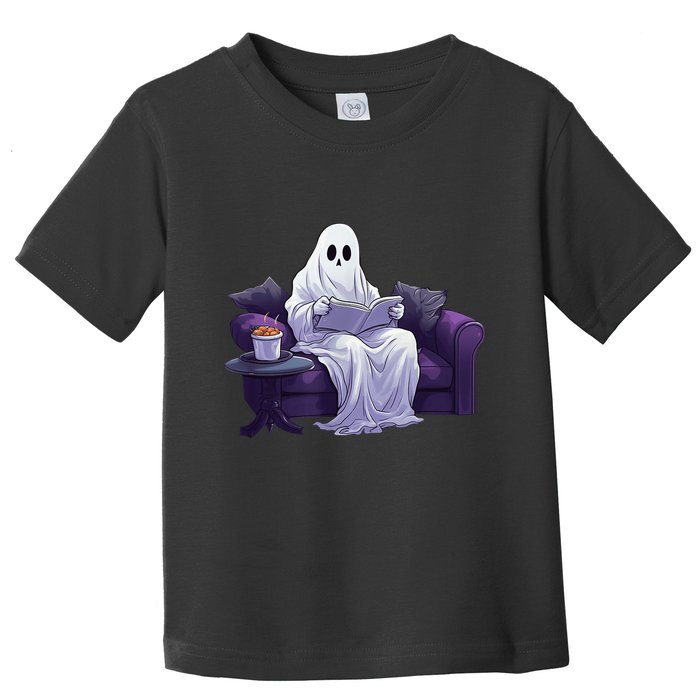 Halloween Scary Ghost Reading Book Sofa Book Worm  Wo Toddler T-Shirt