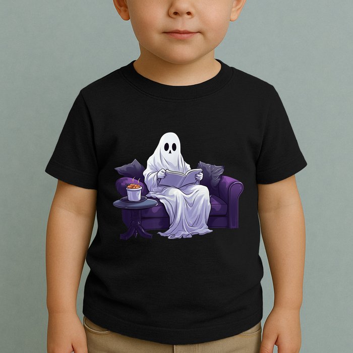 Halloween Scary Ghost Reading Book Sofa Book Worm  Wo Toddler T-Shirt