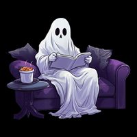 Halloween Scary Ghost Reading Book Sofa Book Worm  Wo Toddler T-Shirt