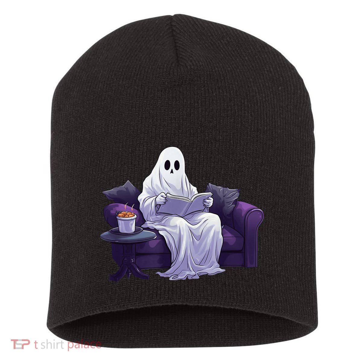 Halloween Scary Ghost Reading Book Sofa Book Worm  Wo Short Acrylic Beanie