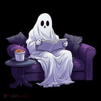Halloween Scary Ghost Reading Book Sofa Book Worm  Wo Short Acrylic Beanie
