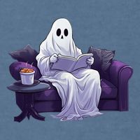 Halloween Scary Ghost Reading Book Sofa Book Worm  Wo Garment-Dyed Sweatshirt