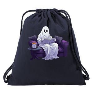 Halloween Scary Ghost Reading Book Sofa Book Worm  Wo Drawstring Bag