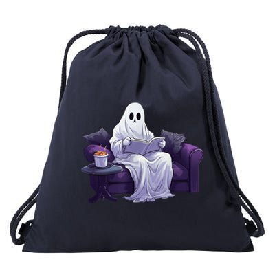 Halloween Scary Ghost Reading Book Sofa Book Worm  Wo Drawstring Bag