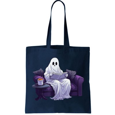 Halloween Scary Ghost Reading Book Sofa Book Worm  Wo Tote Bag