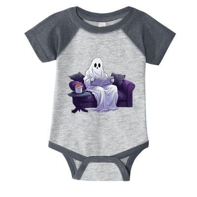 Halloween Scary Ghost Reading Book Sofa Book Worm  Wo Infant Baby Jersey Bodysuit